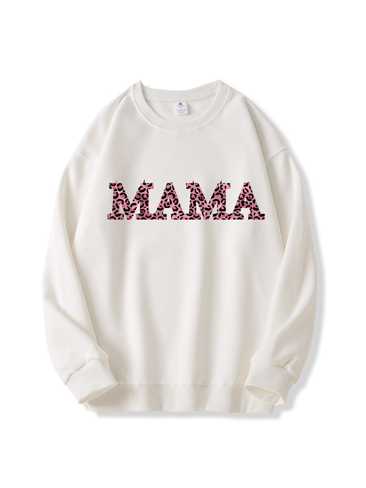 320g Leopard Print MAMA Printed Cotton Sweatshirt