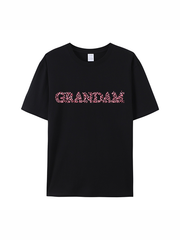 180g Leopard Print Grandma Letter Printed Cotton T-shirt
