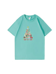 Christmas Tree Printed Cotton T-Shirt  Festive and Comfortable Tee for Holiday Cheer and Casual Celebrations