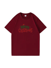 Custom Merry Christmas Cotton T-Shirt Festive and Comfortable Tee for Holiday Celebrations and Seasonal Cheer