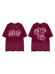 Men's Washed Vintage Graphic Tee With Necklace