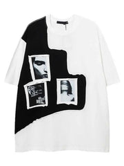 Colorblock Men's Pattern Printed Drop Shoulder T-Shirt
