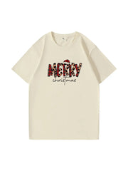 Personalized Merry Christmas Cotton T-shirt Festive Holiday Apparel Great Gift Idea