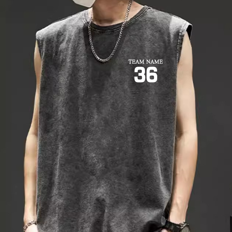 Custom Vintage Wash Cotton Vest  Trendy and Comfortable for All Day Wear Tee