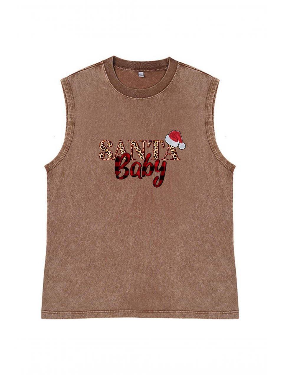 Men's Santa Baby Sleeveless Cotton Tank Top Festive Holiday Shirt