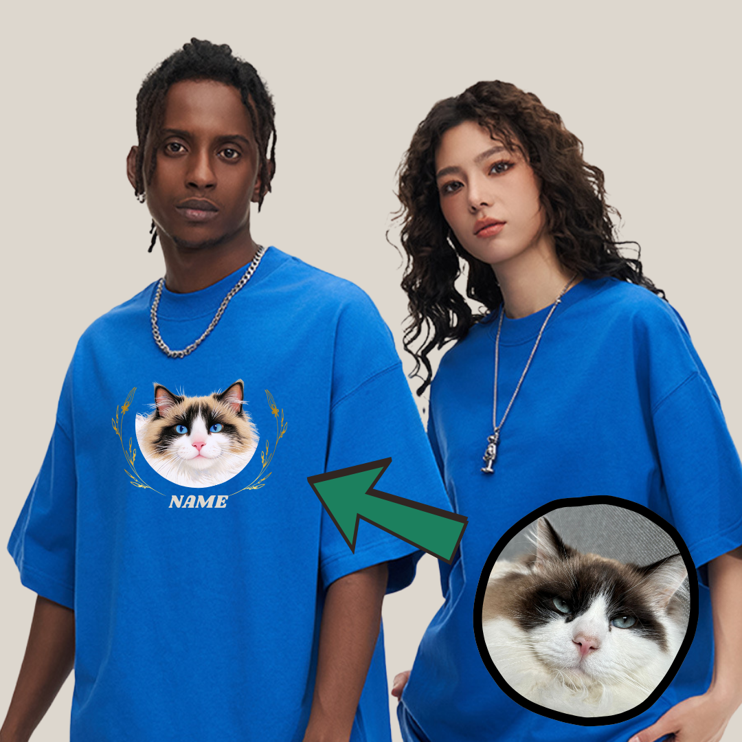 320g Custom Your Pet from Photo with Name Cotton T-shirt