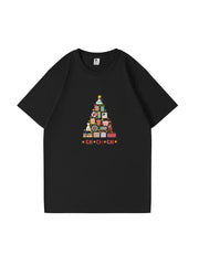 Christmas Tree Printed Cotton T-Shirt  Festive and Comfortable Tee for Holiday Cheer and Casual Celebrations