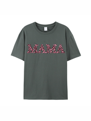 180g Leopard Print MAMA Love Printed Cotton T-shirt