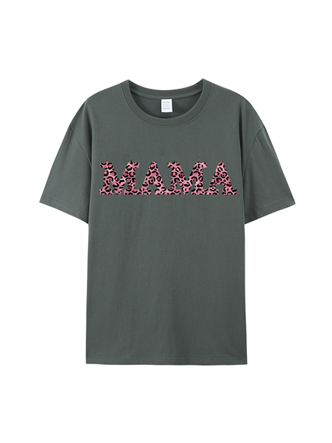 180g Leopard Print MAMA Love Printed Cotton T-shirt