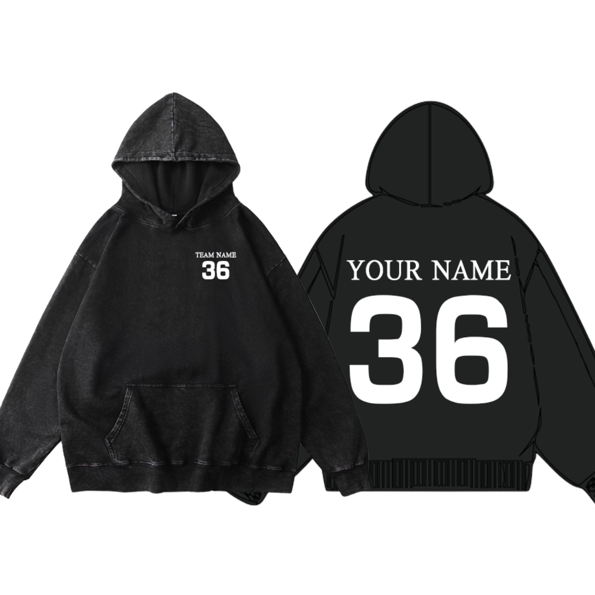 Personalized Vintage Wash Cotton Hoodie