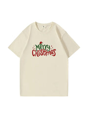 Custom Merry Christmas Cotton T-Shirt Festive and Comfortable Tee for Holiday Celebrations and Seasonal Cheer