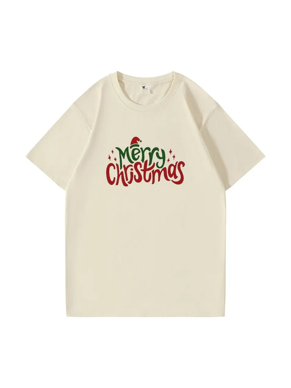 Custom Merry Christmas Cotton T-Shirt Festive and Comfortable Tee for Holiday Celebrations and Seasonal Cheer