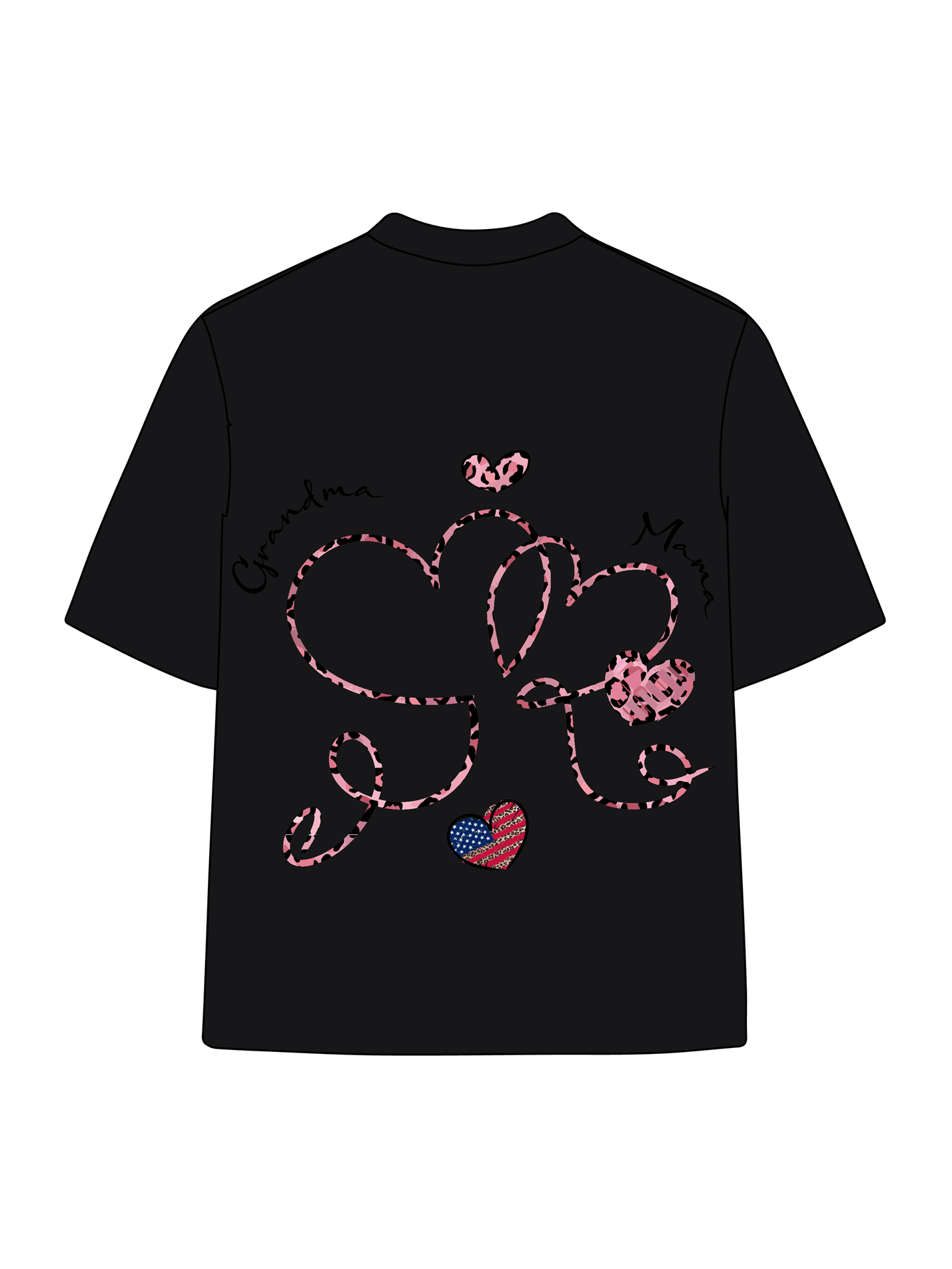 180g Leopard Print Grandma Letter Printed Cotton T-shirt