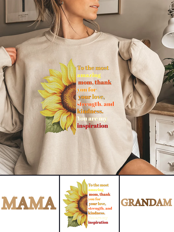 320g Sunflower Mama Letter Printed Cotton Sweatshirt