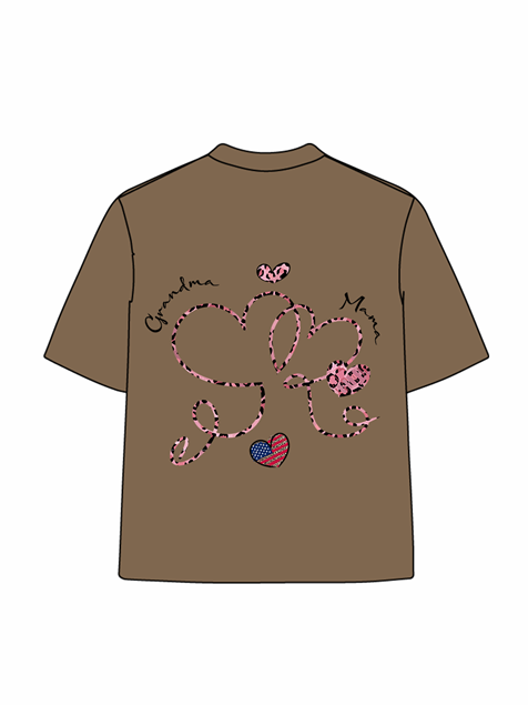 270g Leopard Print Grandma Letter Printed Wash Old Cotton T-shirt