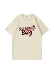 Custom Santa Baby Christmas Cotton T-Shirt Adorable and Festive Tee for Holiday Celebrations