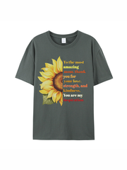 180g Sunflower Grandma Letter Printed Cotton T-shirt