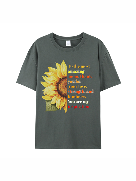 180g Sunflower Grandma Letter Printed Cotton T-shirt