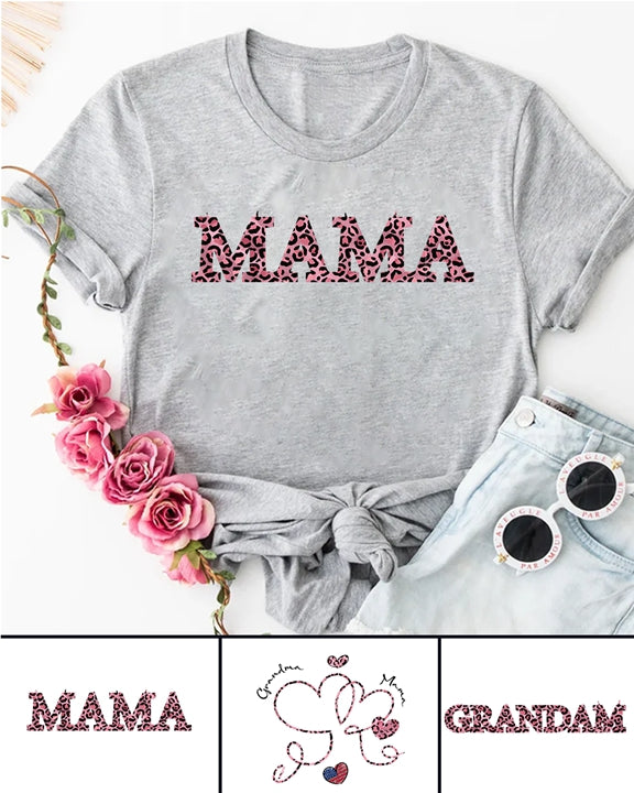 270g Leopard Print MAMA Printed Wash Old Cotton T-shirt