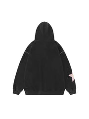 Removable Sleeves Star Zip-up Hoodie