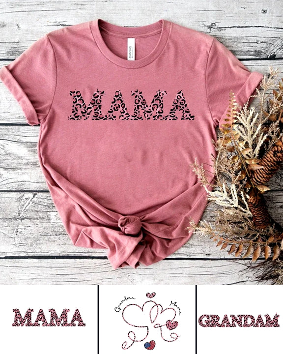 270g Leopard Print Grandma Letter Printed Wash Old Cotton T-shirt