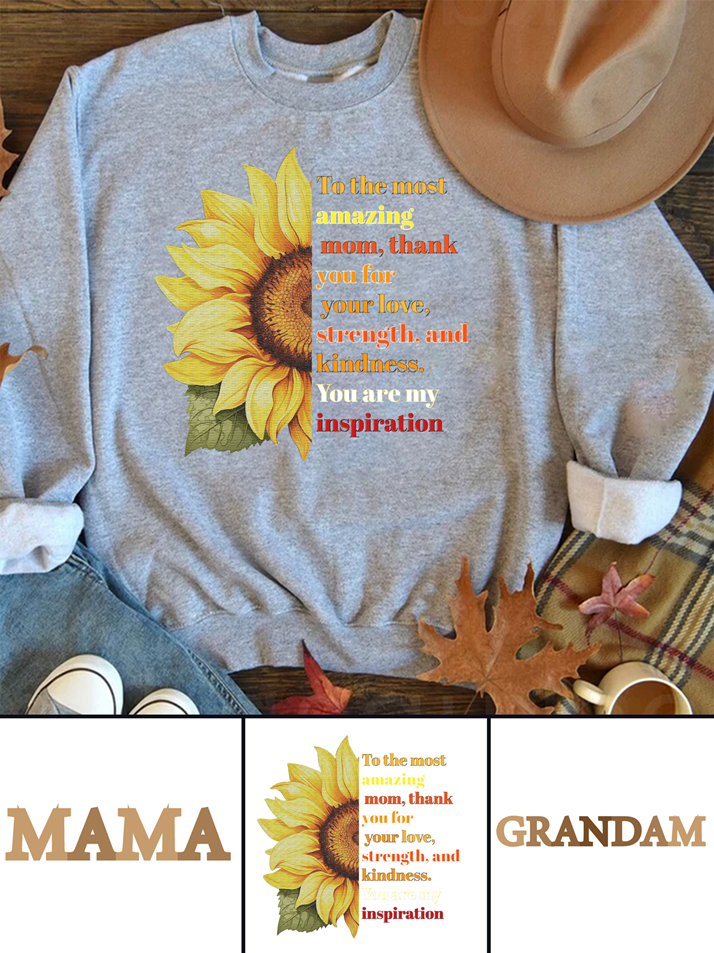320g Sunflower Grandma Letter Printed Cotton Sweatshirt