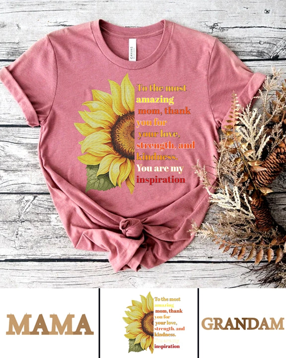 270g Sunflower Mama Letter Printed Wash Old Cotton T-shirt