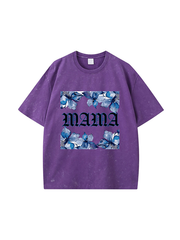 270g Blue Mama Printed Wash Old Cotton T-shirt