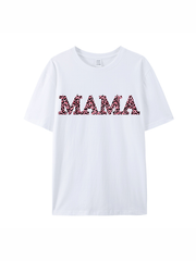 180g Leopard Print MAMA Love Printed Cotton T-shirt