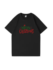 Custom Merry Christmas Cotton T-Shirt Festive and Comfortable Tee for Holiday Celebrations and Seasonal Cheer