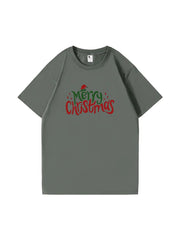Custom Merry Christmas Cotton T-Shirt Festive and Comfortable Tee for Holiday Celebrations and Seasonal Cheer