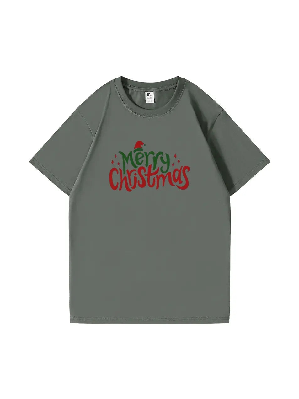 Custom Merry Christmas Cotton T-Shirt Festive and Comfortable Tee for Holiday Celebrations and Seasonal Cheer
