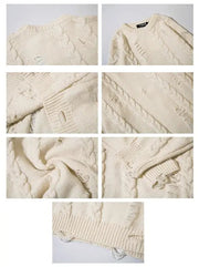Men's Vintage Loose Knit Pullover Sweater With Twist Pattern