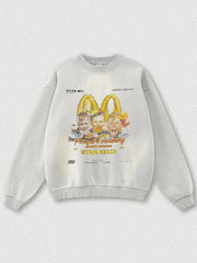 Washed Crew Neck Hoodie Sweatshirt