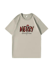 Personalized Merry Christmas Cotton T-shirt Festive Holiday Apparel Great Gift Idea