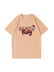 Custom Santa Baby Christmas Cotton T-Shirt Adorable and Festive Tee for Holiday Celebrations