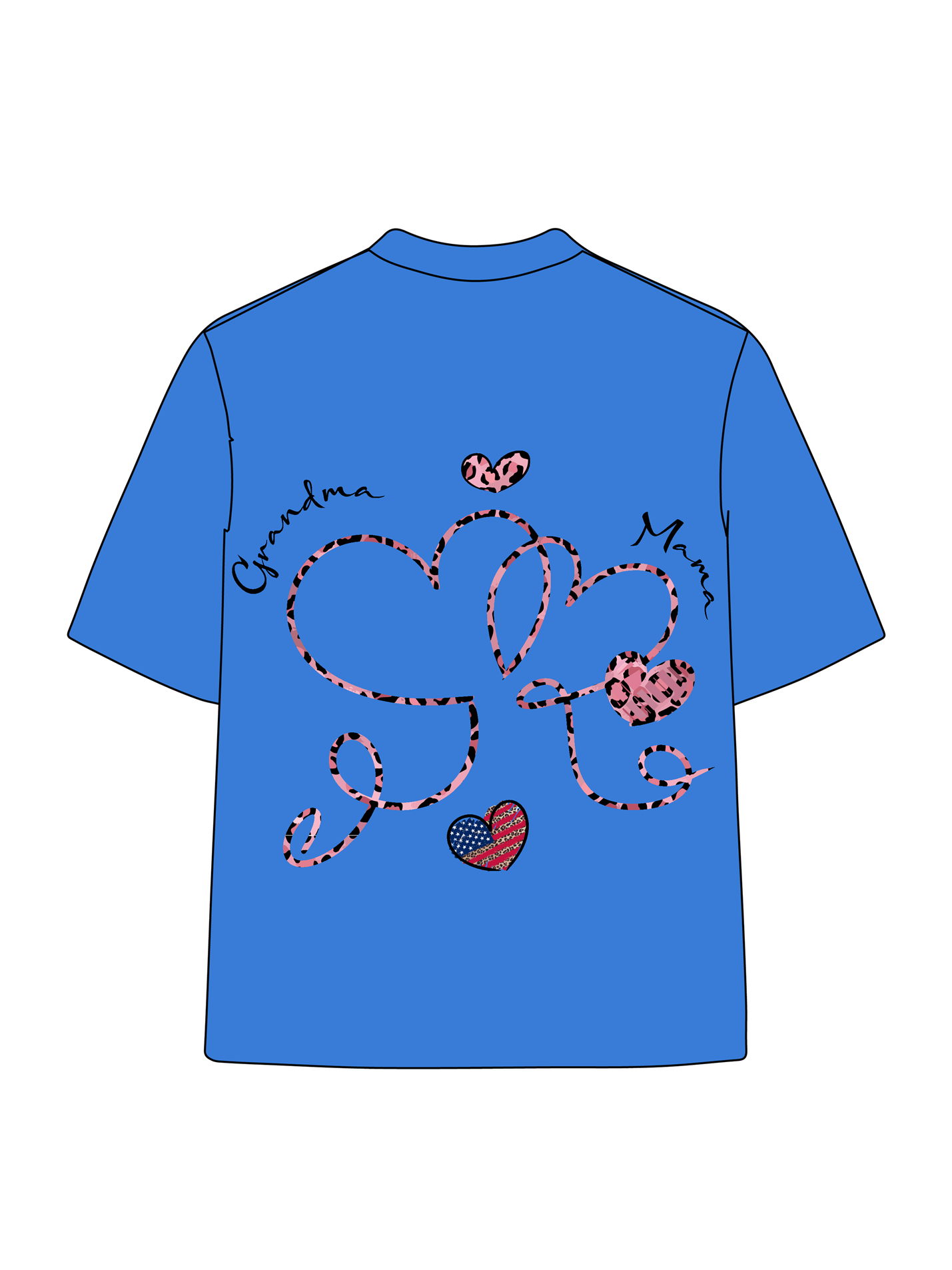 180g Leopard Print Grandma Letter Printed Cotton T-shirt