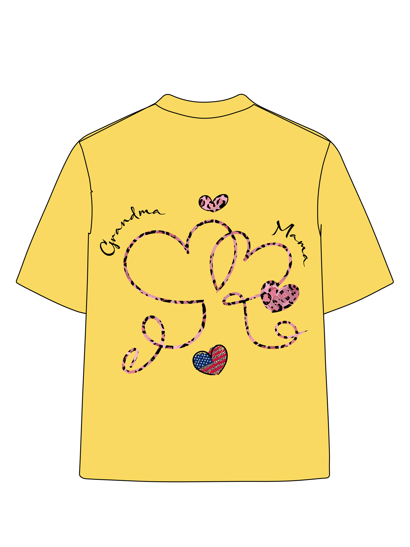 180g Leopard Print Grandma Letter Printed Cotton T-shirt