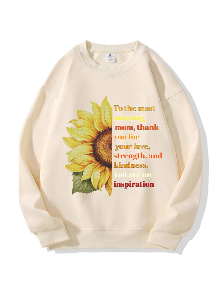 320g Sunflower Mama Letter Printed Cotton Sweatshirt