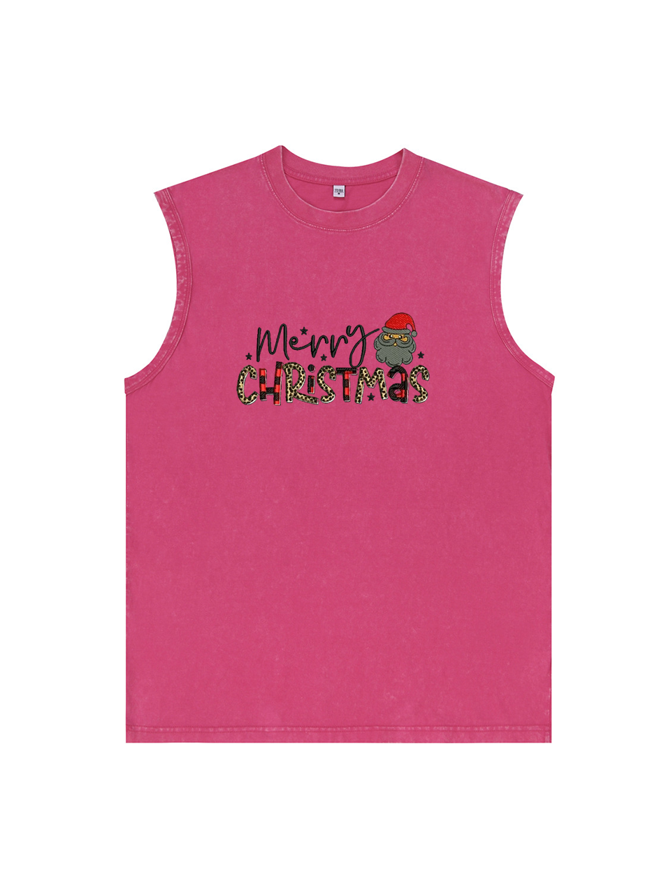 Men's Merry Christmas Printed Cotton Tank Top Sleeveless Holiday Shirt
