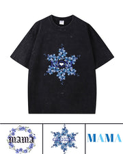 270g Mom Garland Printed Wash Old Cotton T-shirt