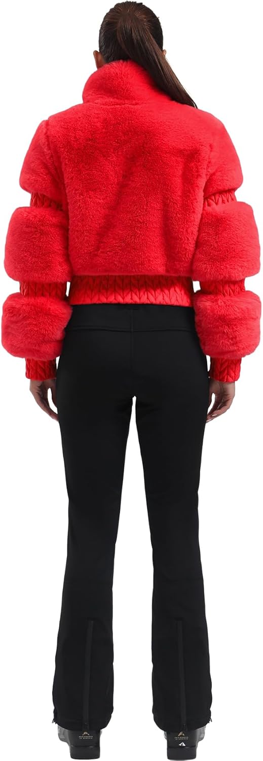 Women Ski Jacket Faux Fur Snowboard Coat Snow Cropped Jacket