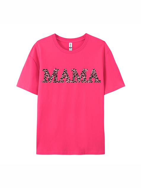 180g Leopard Print MAMA Love Printed Cotton T-shirt
