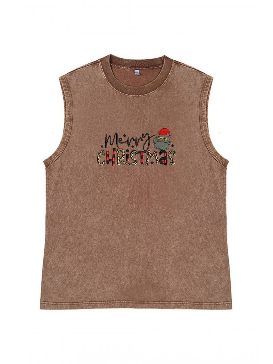 Men's Merry Christmas Printed Cotton Tank Top Sleeveless Holiday Shirt