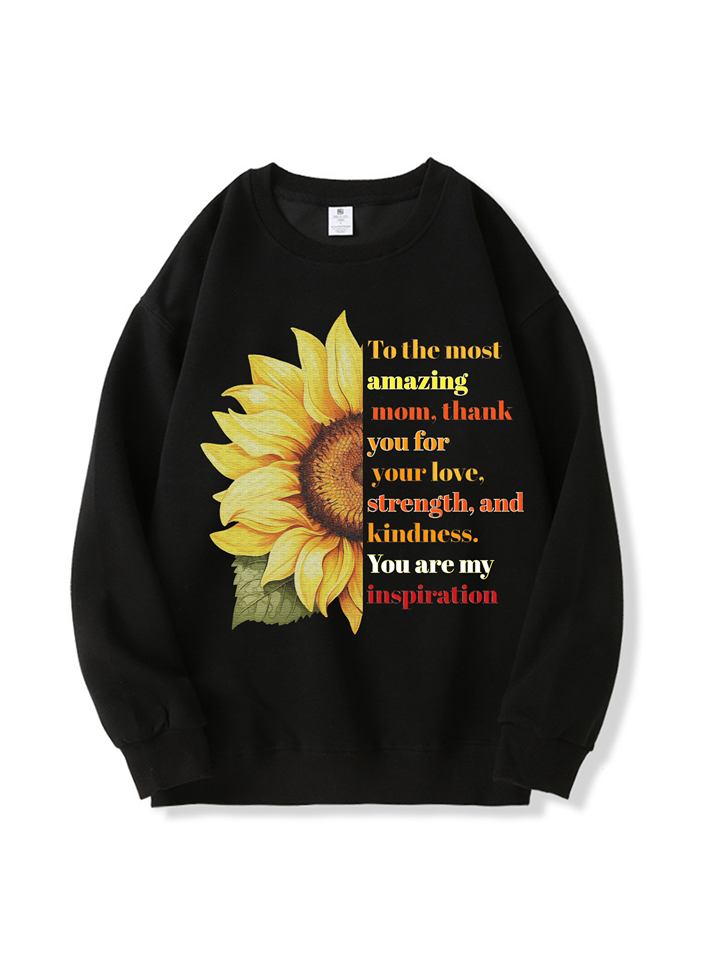 320g Sunflower Grandma Letter Printed Cotton Sweatshirt