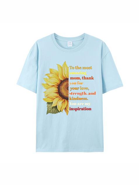 180g Sunflower Grandma Letter Printed Cotton T-shirt