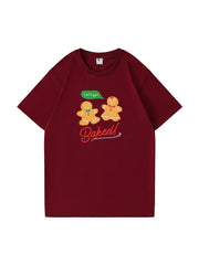 Festive Christmas Gingerbread Man Cotton T-Shirt Fun and Cozy Tee for Holiday Celebrations and Seasonal Style