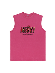 Men's Christmas Printed Cotton Tank Top Sleeveless Shirt