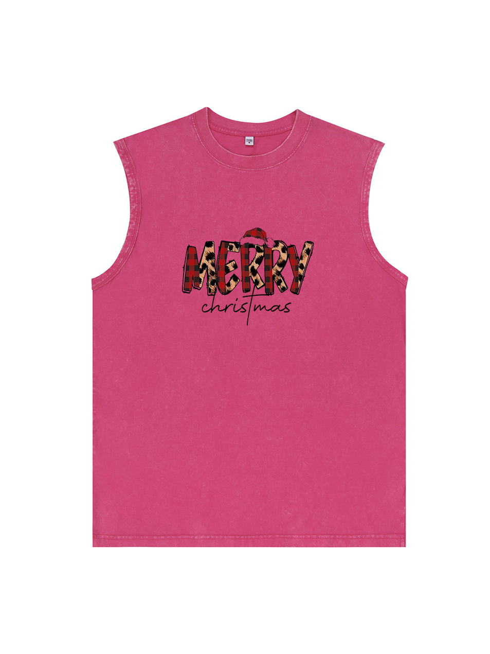 Men's Christmas Printed Cotton Tank Top Sleeveless Shirt