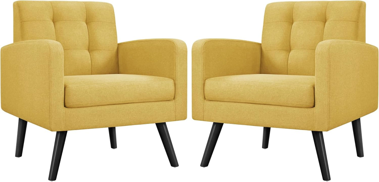 Yaheetech PU Leather Mid-Century Accent Chairs